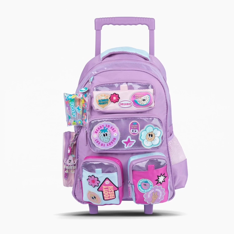 Mochila Escolar Footy 2026 Wonder Pockets Beige con Lila 18" Art.F26331